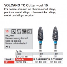 Edenta VOLCANO DLC Hardening Coating (Dark Colour) TC Bur Cutter - Cut 10 Standard Cross Cut (For coarse abrasion on alloys / acrylics) - 1pc